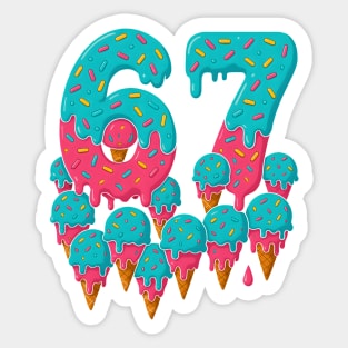 67 Icecream Meme Funny Six Seven Gen Alpha Sticker